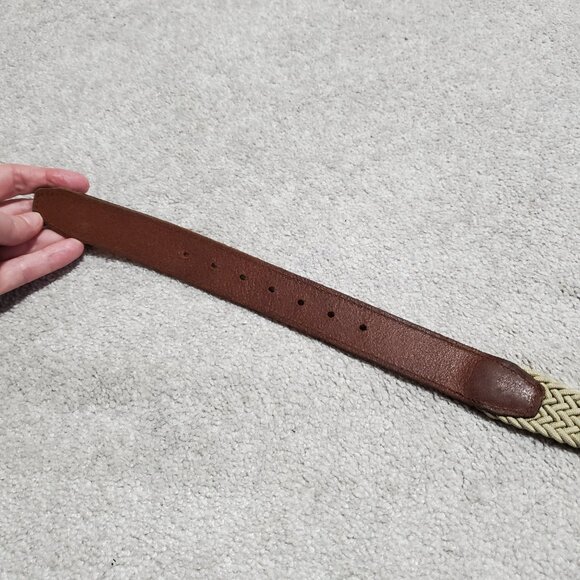 UNBRANDED Genuine Leather Stretch Woven Cord Belt Braided Tan Brown Unisex 42 - Picture 6 of 8